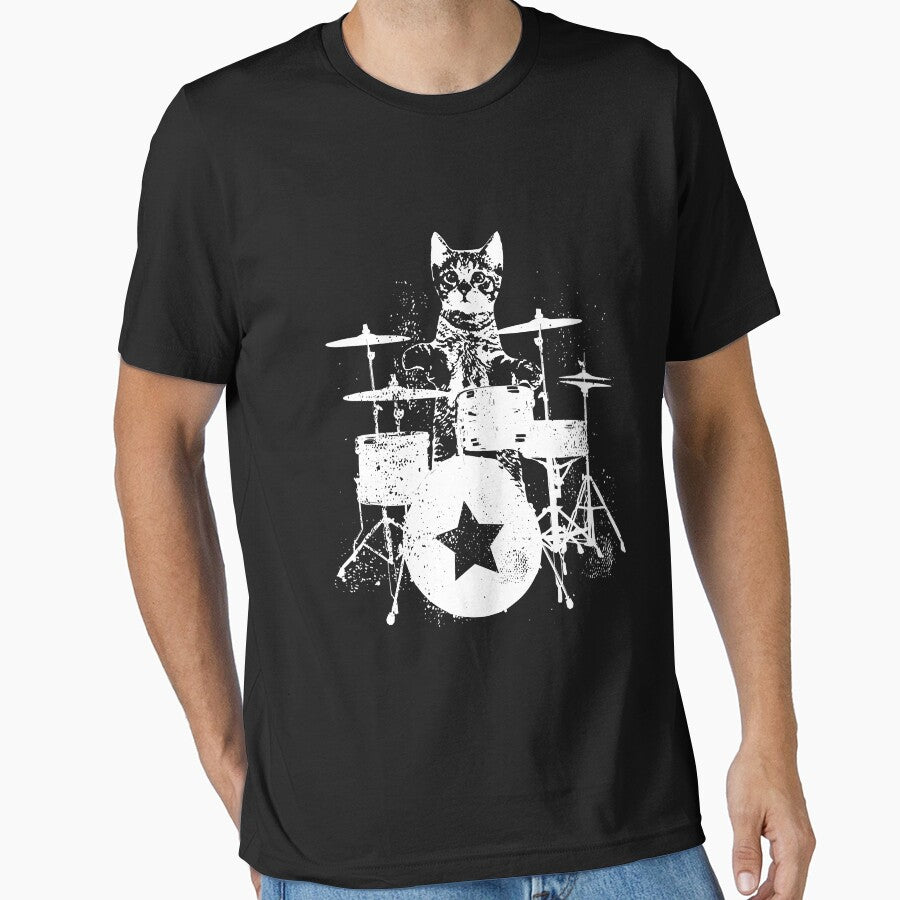 Punk Rockstar Kitten Cat Drummer Playing Drums by ericrichard059