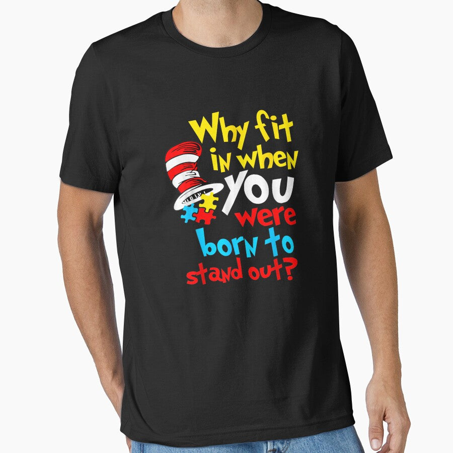 Why Fit in Doctor Teacher Cat in Hat Cool Autism Awareness by ArtFunDib
