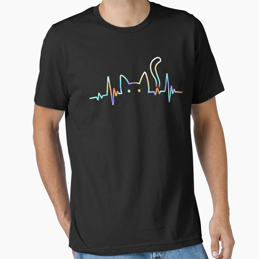 Heartbeat Cat Lover Animal Silhouette Cute Cat by JayceTucker89