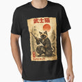 Retro Vintage Japanese ink art samurai cat illustration by Kladhadredo