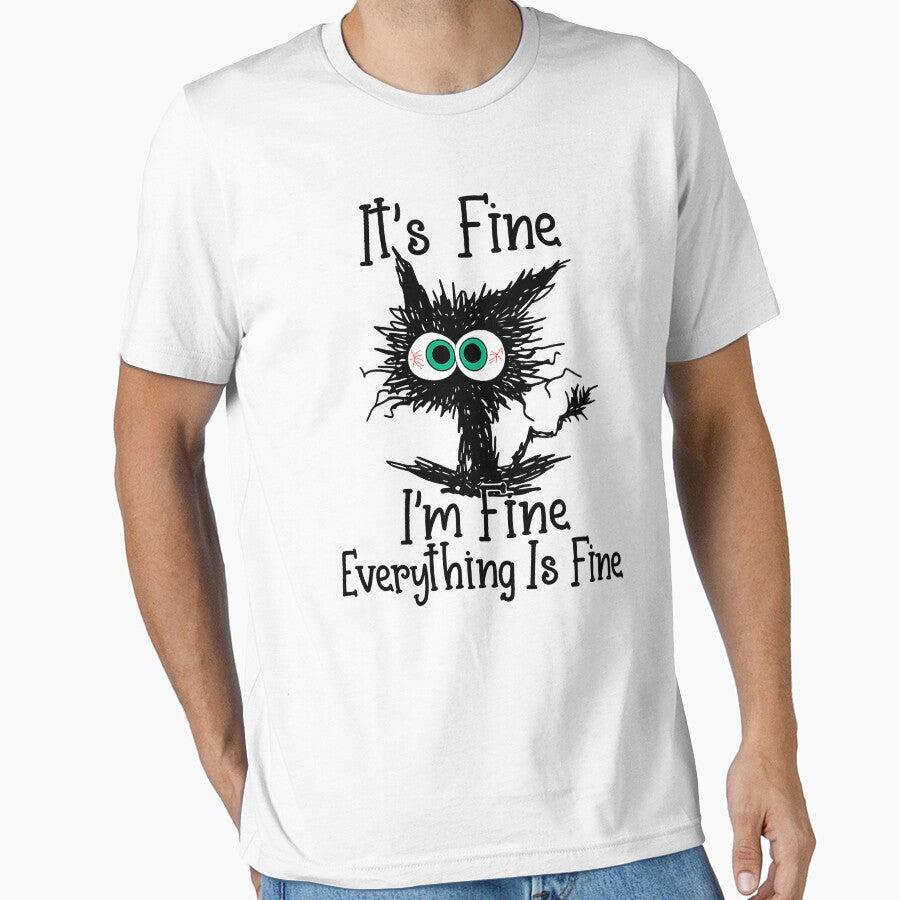 It's Fine I'm Fine Everything Is Fine, Cute Black Cat, Sarcasm, Everything Is Fine, Funny Cat, Funny Cat Lover by toongstudio