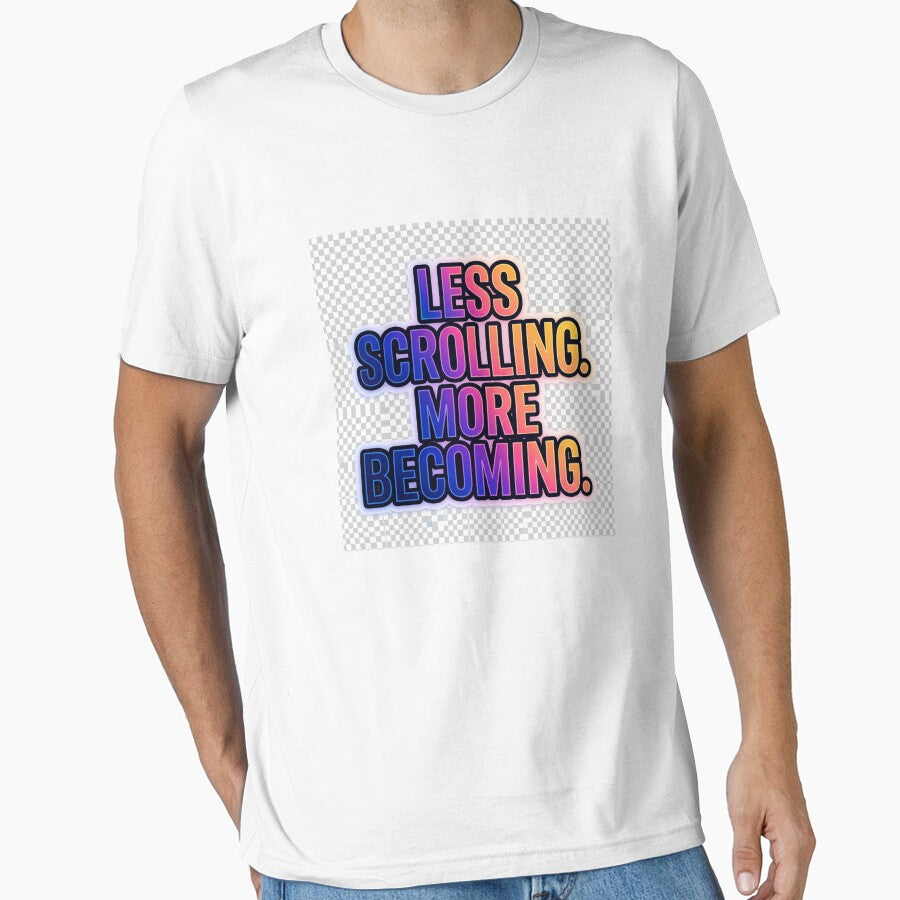 Vibrant "Less Scrolling. More Becoming." Gen-Z Aesthetic Typography Sticke by IconicDesignsXd