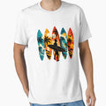 Vintage Surfboard Sunset Shirt, Surfer Beach Graphic Tee by treesdesign