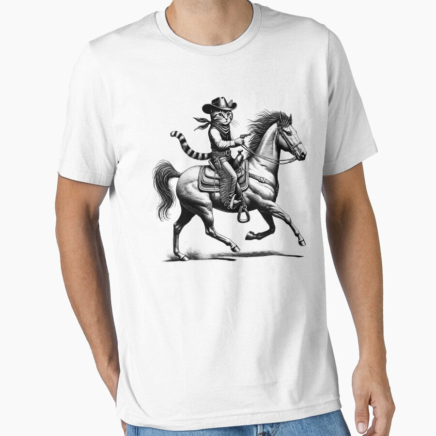 Vintage Cat Riding A Horse Funny Western Country by Kimberley King Art  King Art