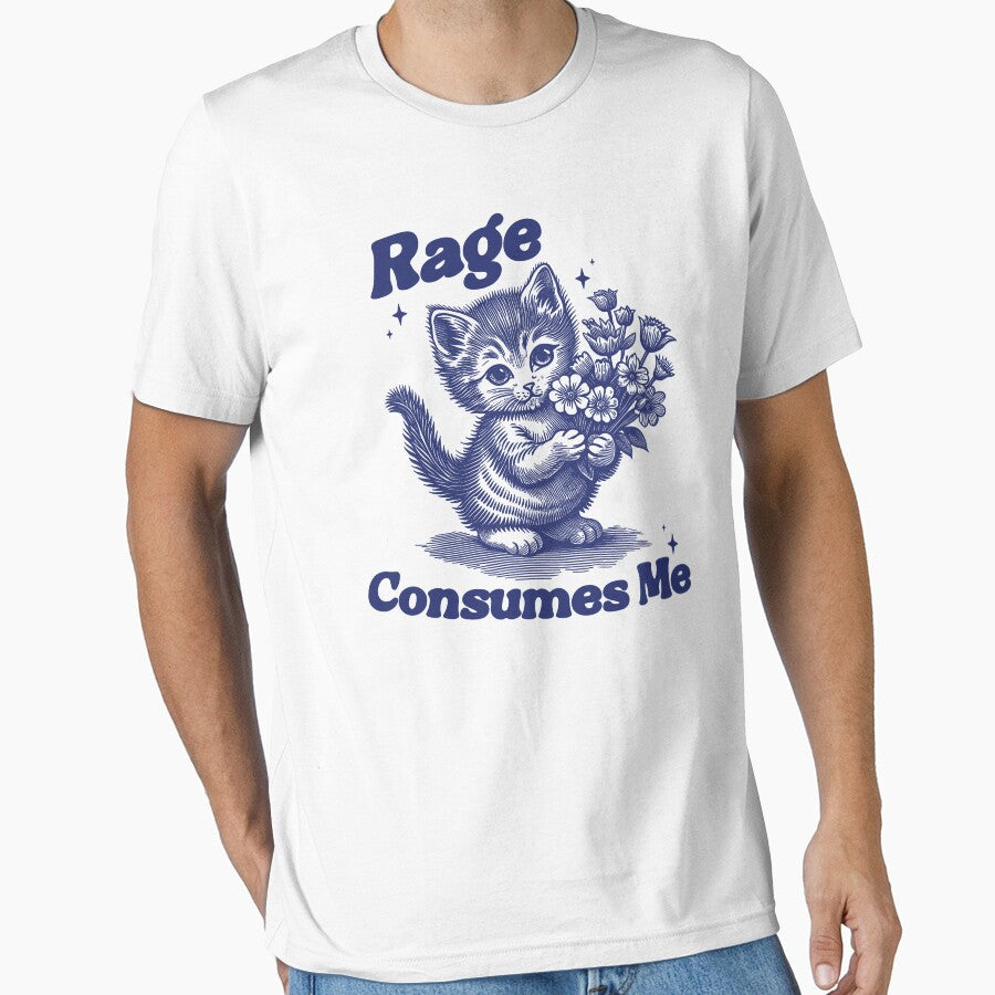 Rage Consumes Me Shirt, Weirdcore Shirt, Funny Hilarious Kitten Meme, Funny Mental Health Meme, Dark Humor by Rosqzz