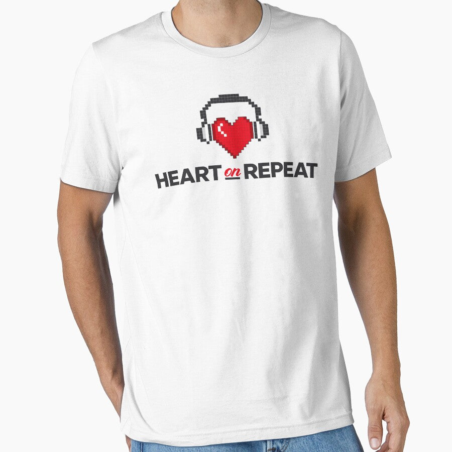 Heart On Repeat – Pixel Heart with Headphones Design by PixelGrafiks