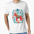 Scandinavian Dala Horse Folk Art Illustration by Gold Turtle  Lina