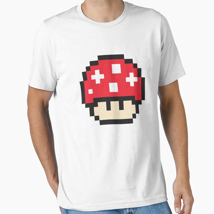 Pixel Red Mushroom – Retro 8-Bit Gaming Power-Up Design by AddictiveDesign