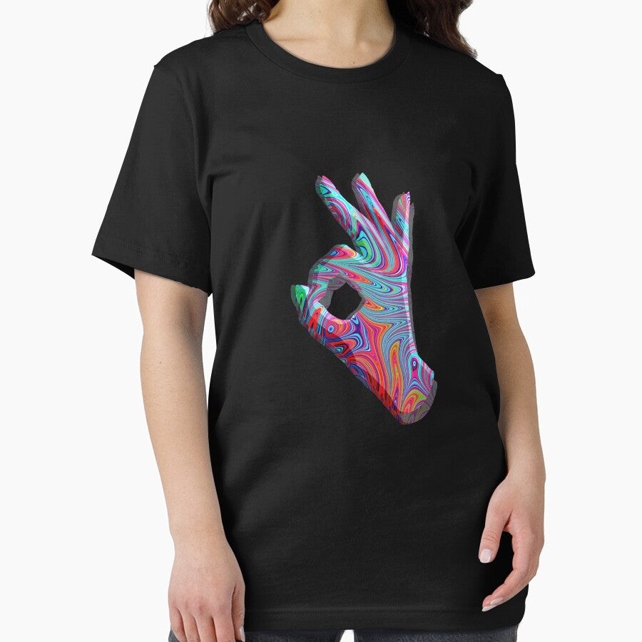 Psychedelic Trippy Okay Hand Sign Rave Watercolor Sublimation by noirty
