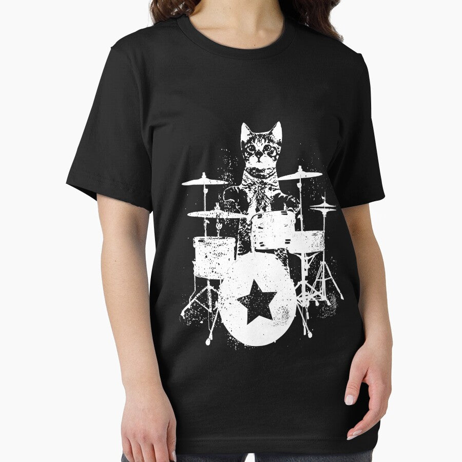 Punk Rockstar Kitten Cat Drummer Playing Drums by ericrichard059