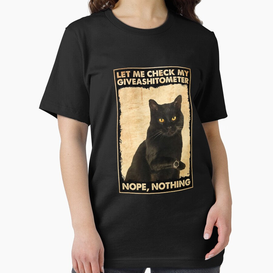 Cat Poster - Let Me Check My Giveashitometer Nope Nothing, Black Cat by Harrison-Dream