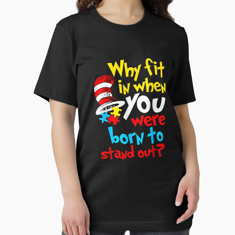 Why Fit in Doctor Teacher Cat in Hat Cool Autism Awareness by ArtFunDib