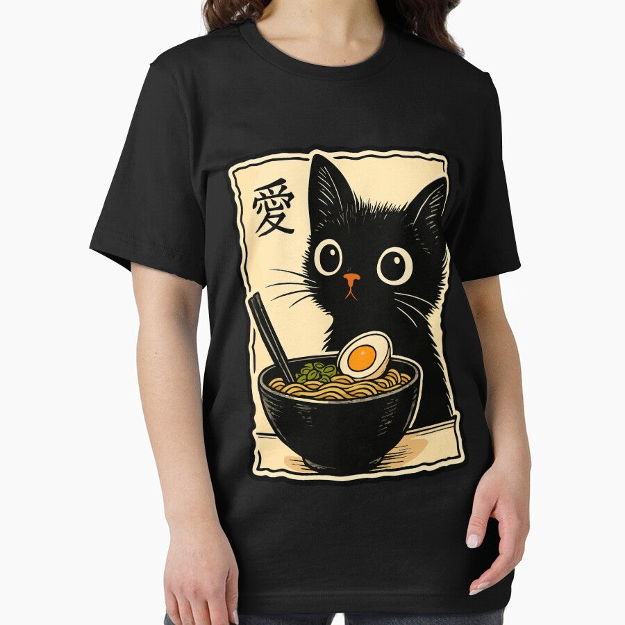 Funny Cat Ramen Graphic Tee Japanese Kawaii Anime Cat by Addictive design