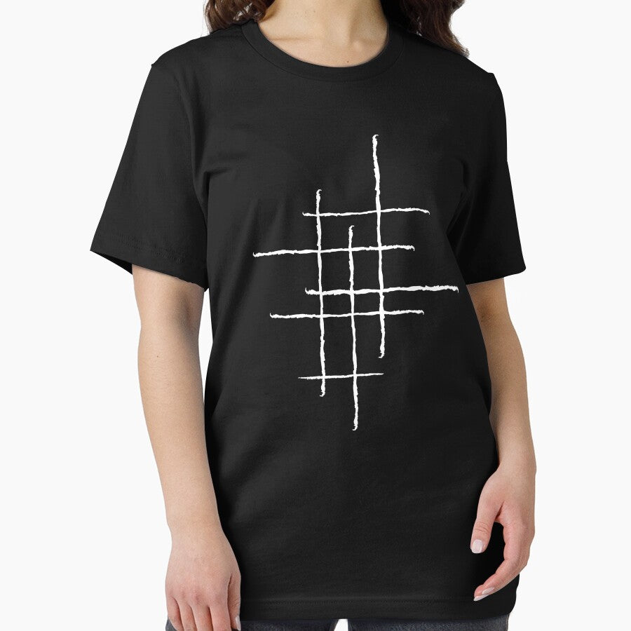 Cross line tshirt, straight line print, line design shirt, simple design. by Yurii Novosad