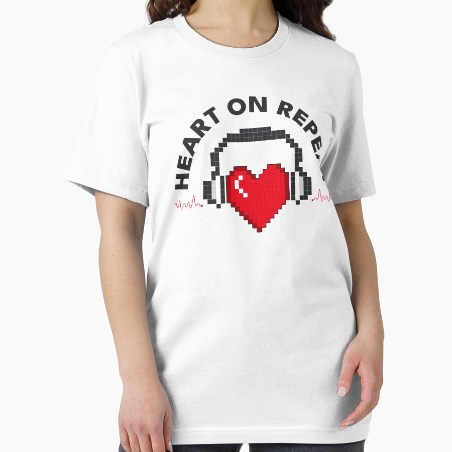 Heart On Repeat – Pixel Heart with Headphones Art by PixelGrafiks
