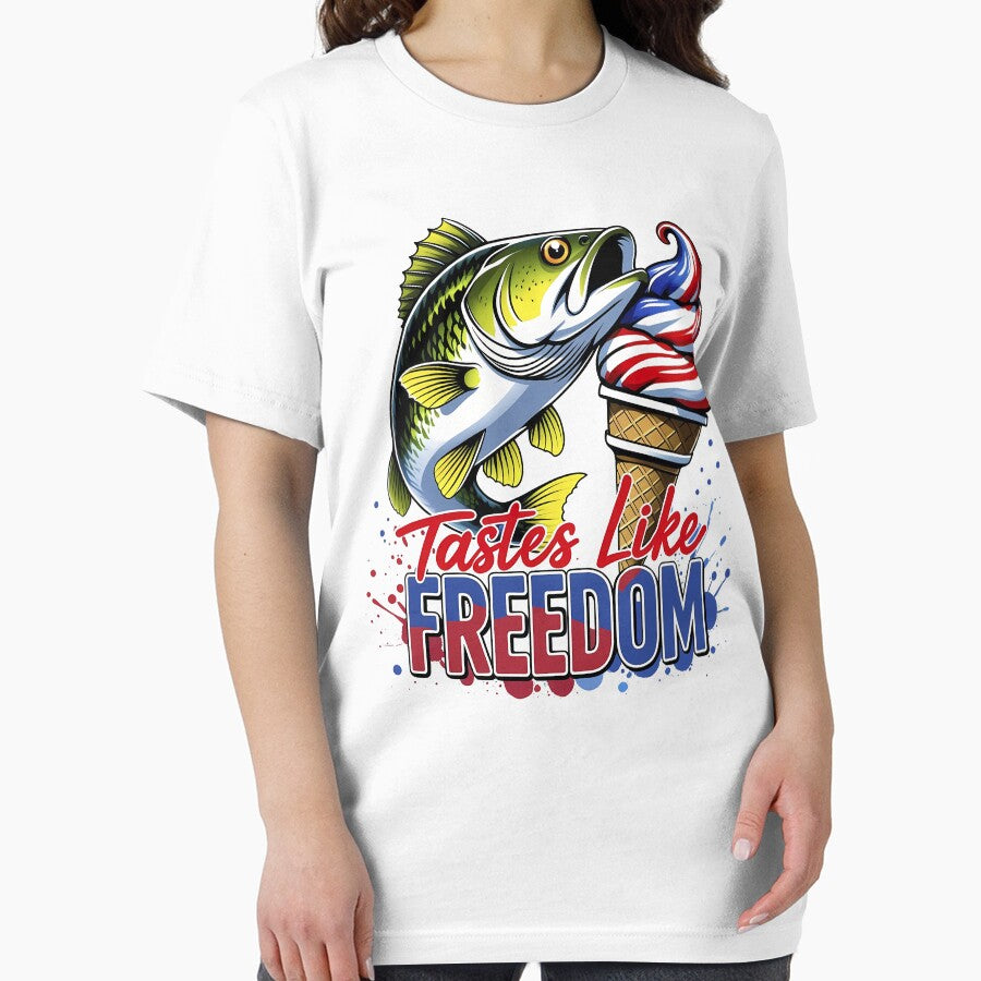 USA Bass Fishing 4th of July America Tastes Like Freedom by Trangkun1995