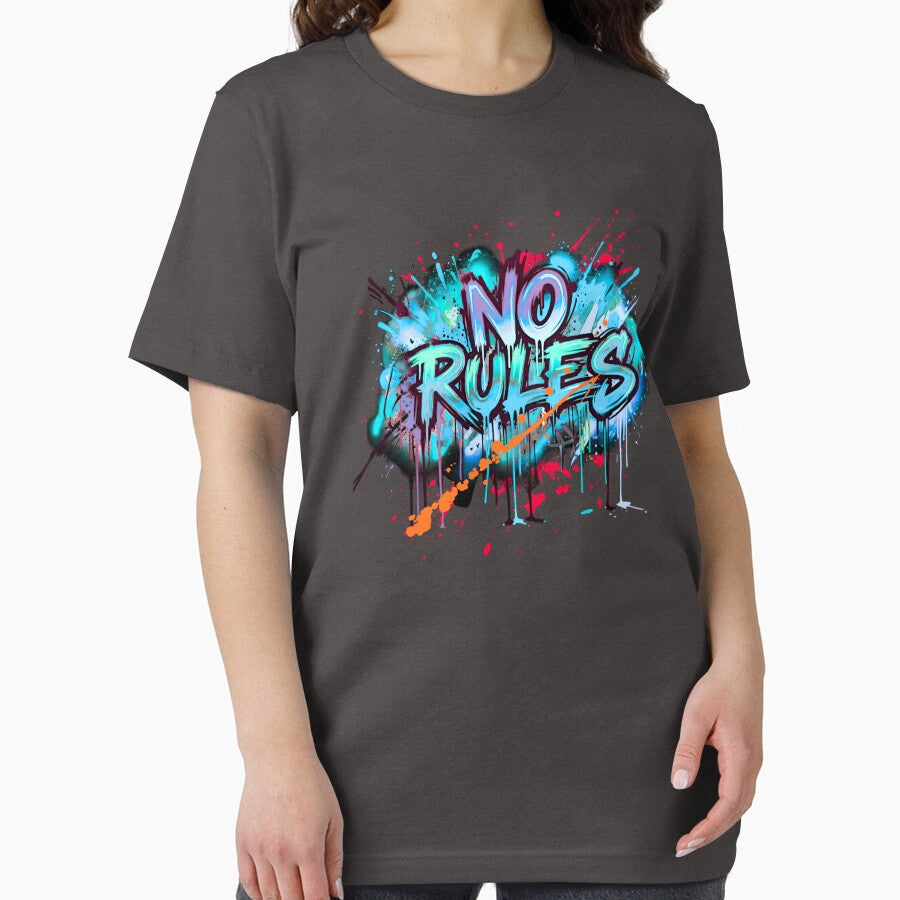 No Rules- Graffiti Quote Street Art T-Shirt by typoinspired