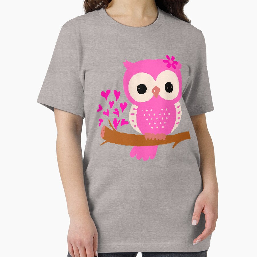 Pink Owl On A Branch | 8 Bit Pixel Art by Christopher Taylor