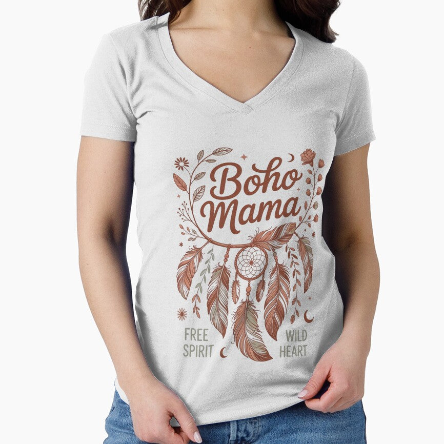 Boho Mama T-Shirt Free Spirit Wild Heart  Mothers Day Gift - Boho Mom Dreamcatcher Tee by PrintHD