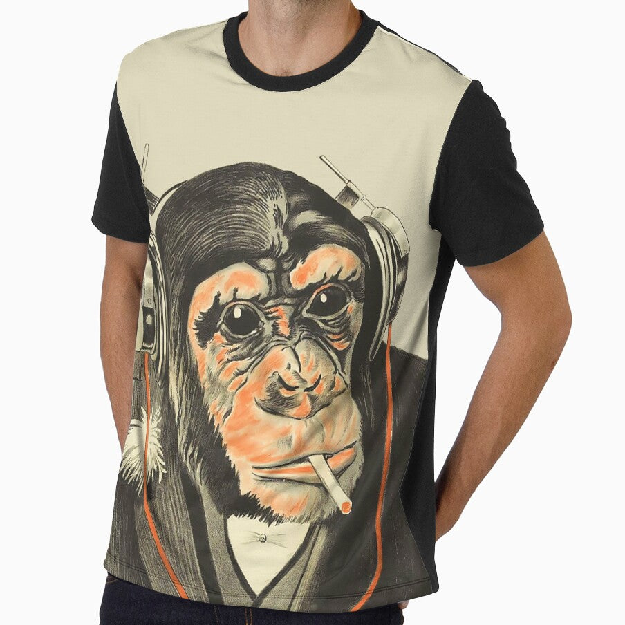 Circus Series Smoking Chimp With headphones by allovervintage