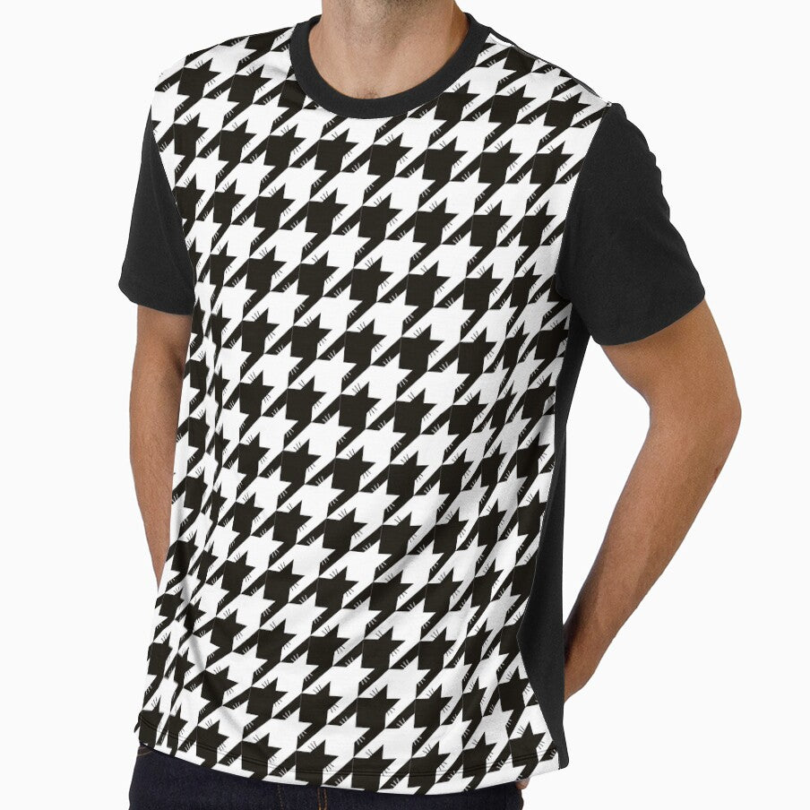 Catstooth Cat Houndstooth Black and white small by Feeling Artsy