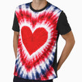 Red White & Blue Heart Tie Dye Burst Background – Patriotic Love Spiral Valentine by SezzyDesigns