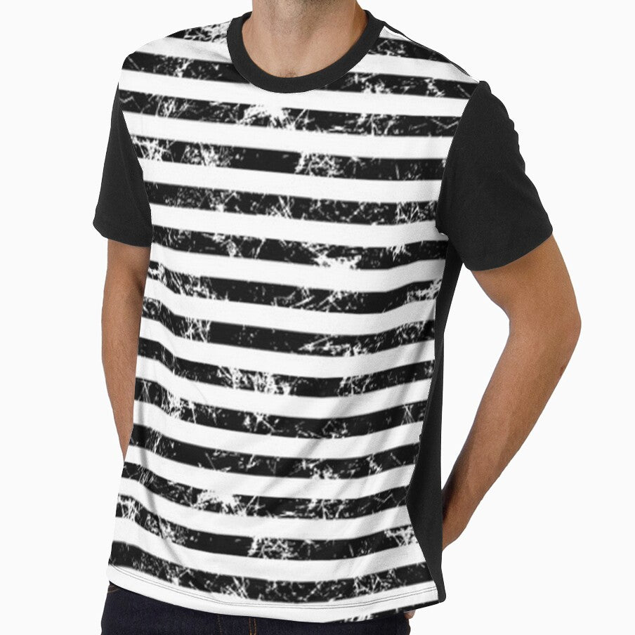 Distressed Black and White Stripes by SerpentSkyArts