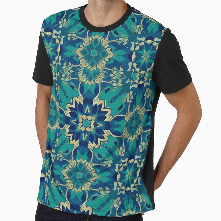 "Artistic Moroccan Zellij Pattern – Colorful Front Print T-shirt" by Skansirish ⭐⭐⭐⭐⭐