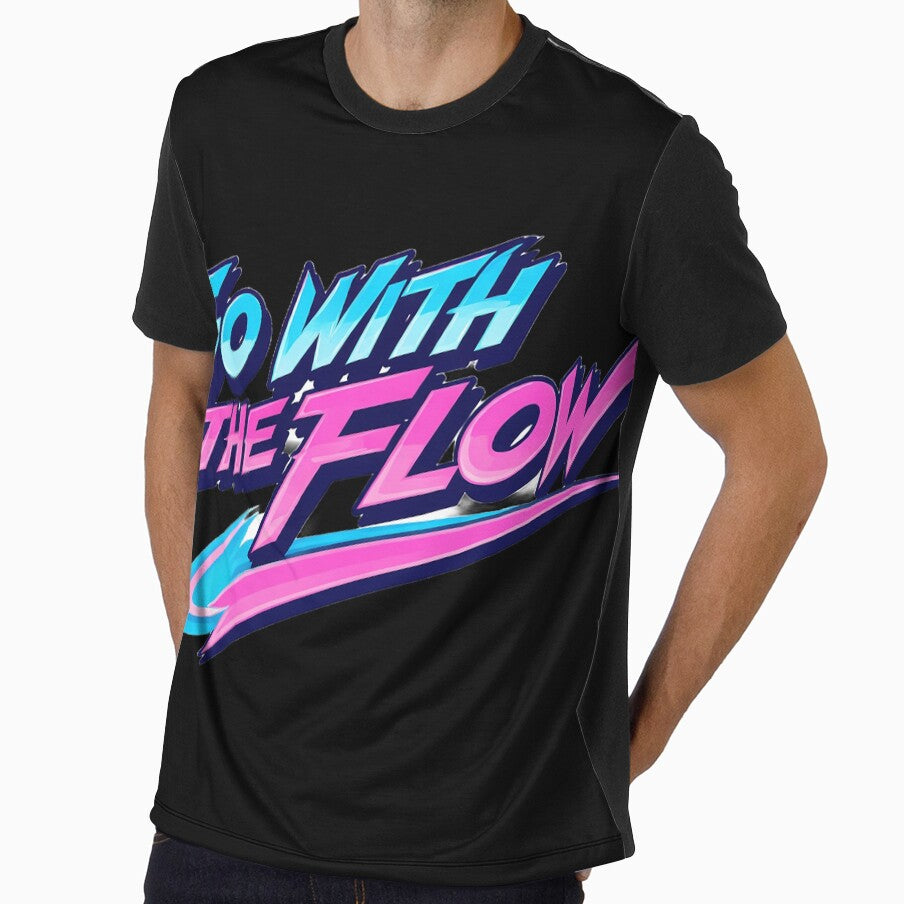 Go With The Flow 80s Retro Wave Typography | Neon Retro Motivation by Art-Selling