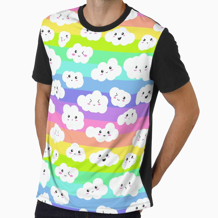 Rainbow Stripe With Kawaii Clouds by MMPlastic