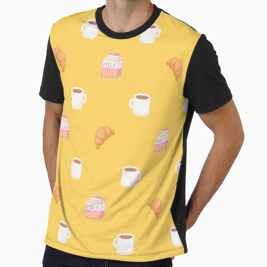 Cute Pixel Art Breakfast - Coffee, Pastry And Milk by TakoyakiTech
