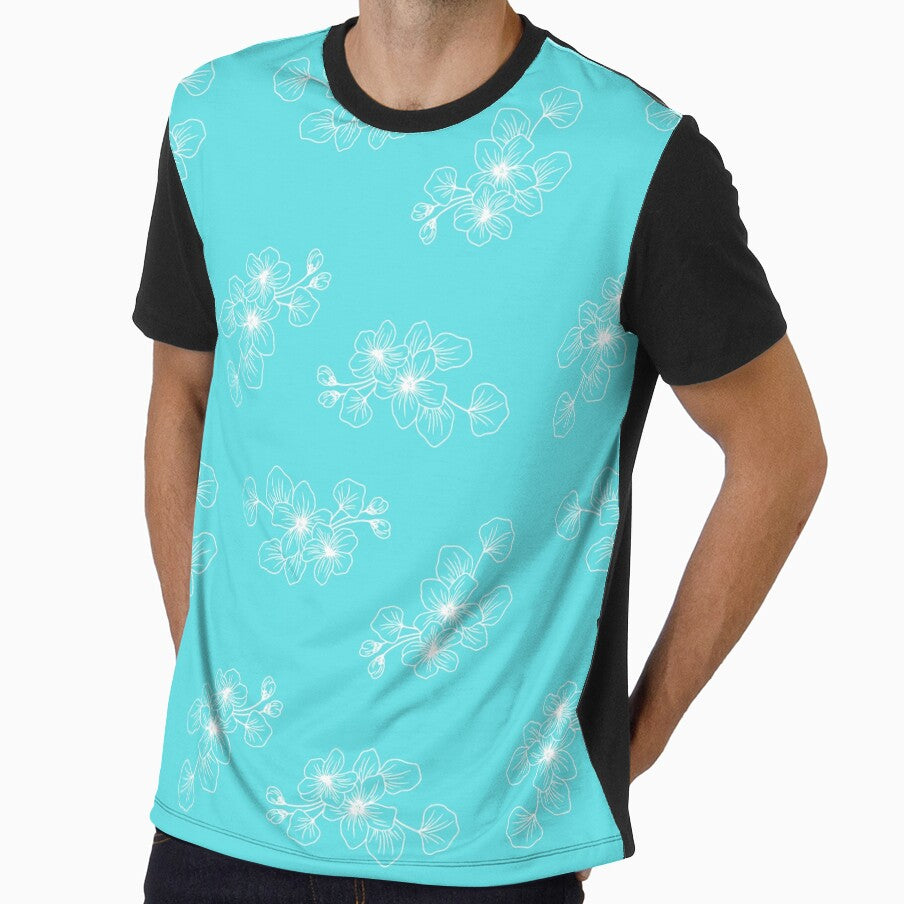 Cyan Blue Floral Petals AOP by inquestyle
