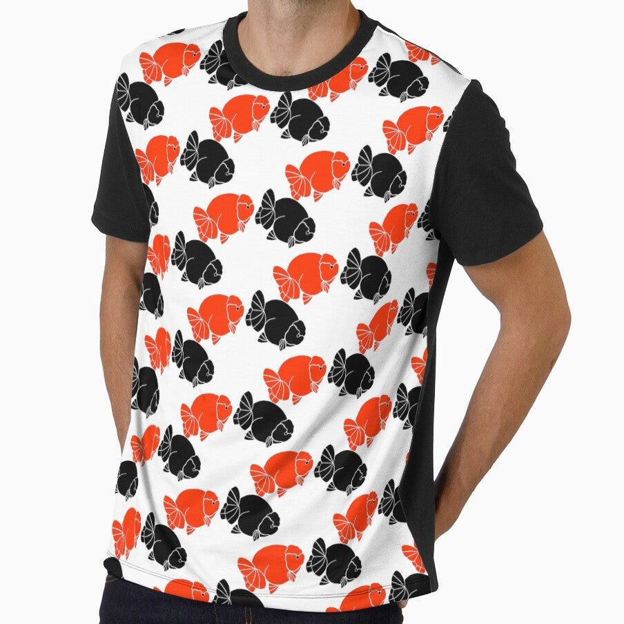 Ranchu Full Red and Full Black Goldfish Logo 20 by Nosnah