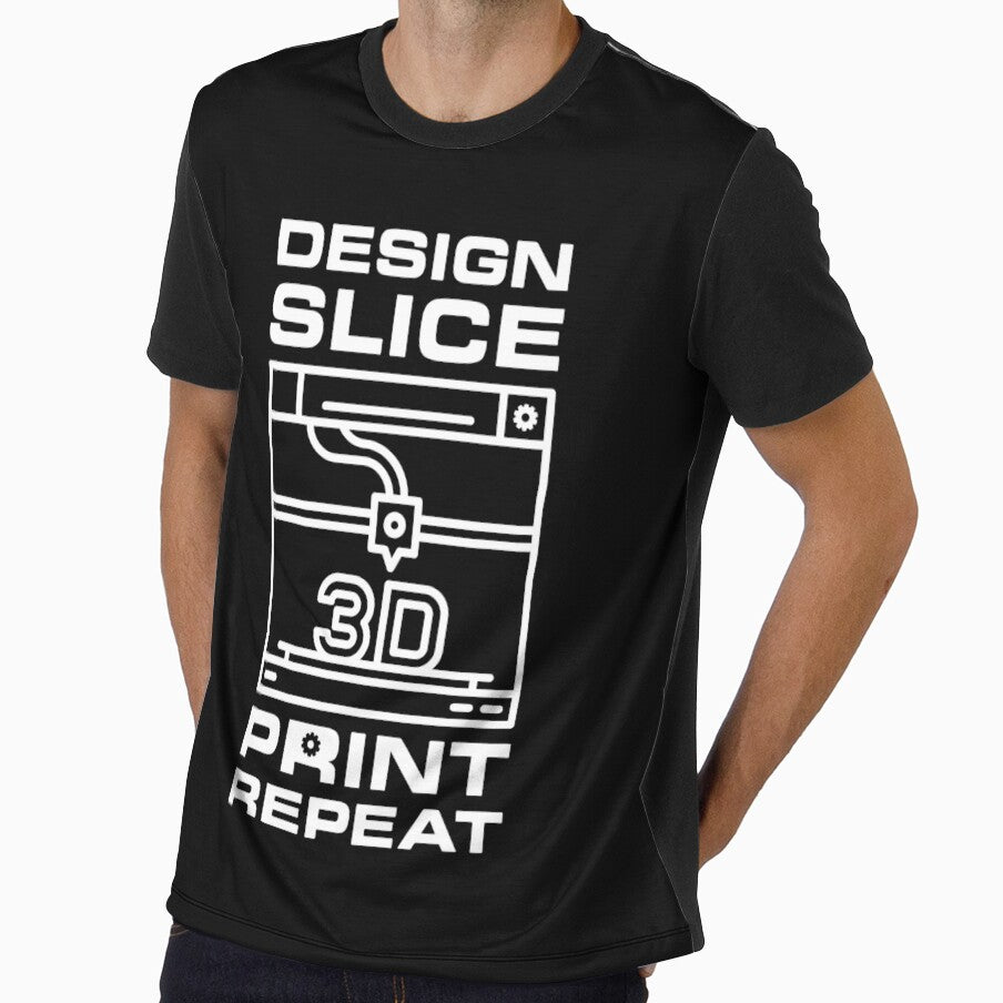 Design Slice Print Repeat - Minimal 3D Printing design for 3d Printers Fans by venomousvector