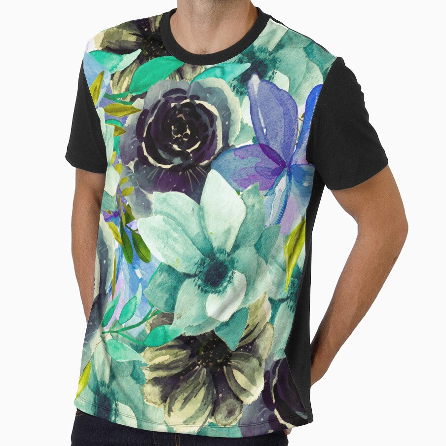 Green Watercolor All Over Floral Pattern by Designs By YL