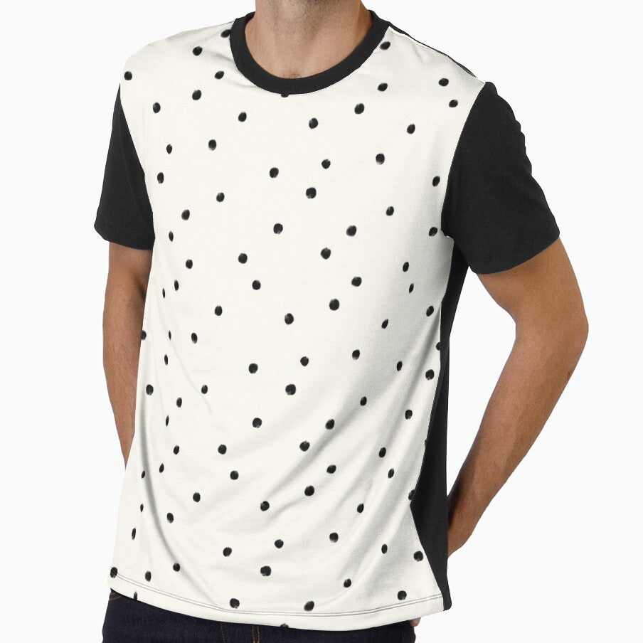 Dainty textured small black polka dot tossed on ivory white by PrettywithColor