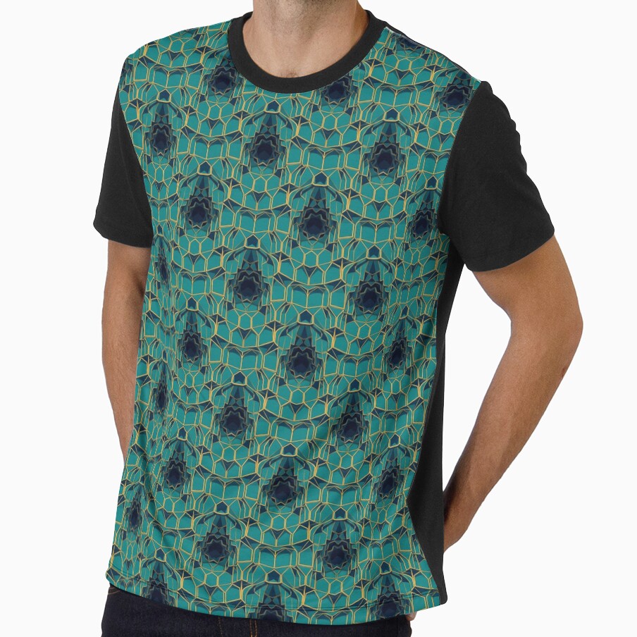 Teal Muqarnas 3D Honeycomb Islamic Geometric Art by PillowShop ⭐⭐⭐⭐⭐