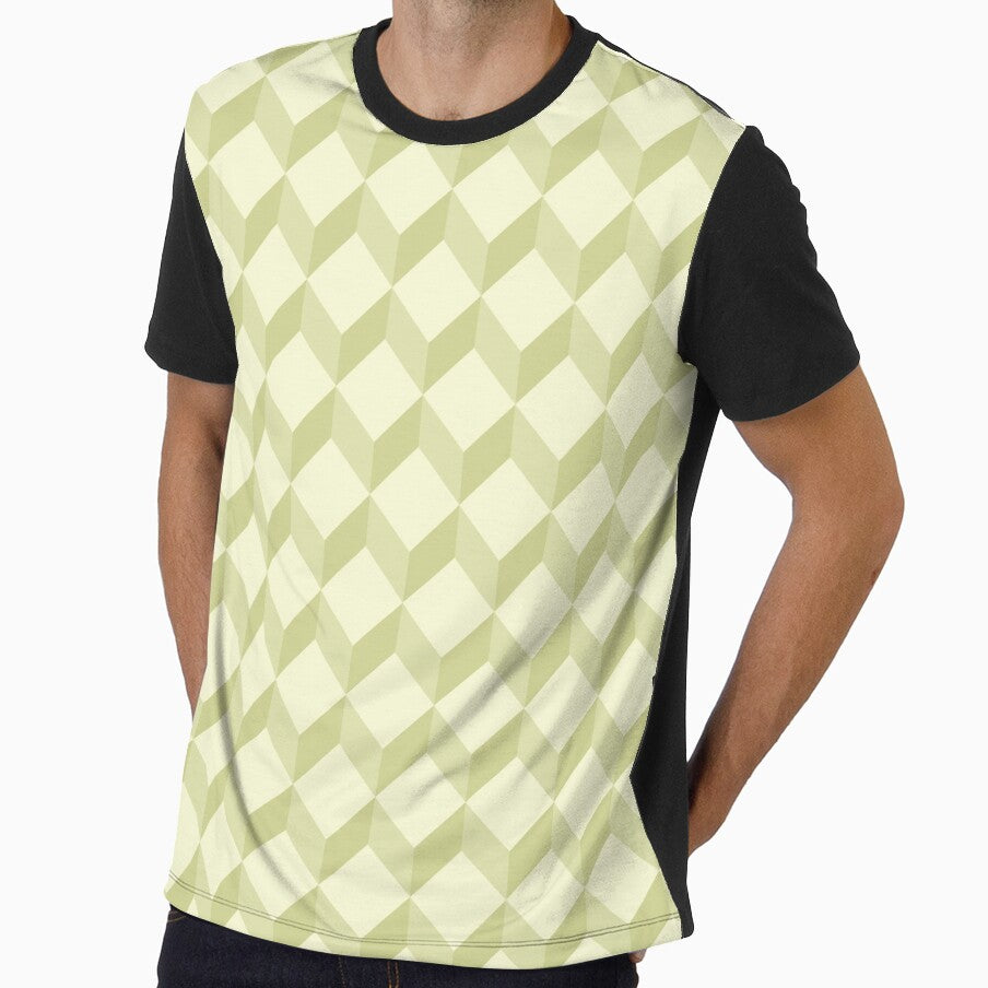 yellow geometric cube 3d pattern by Asa-design