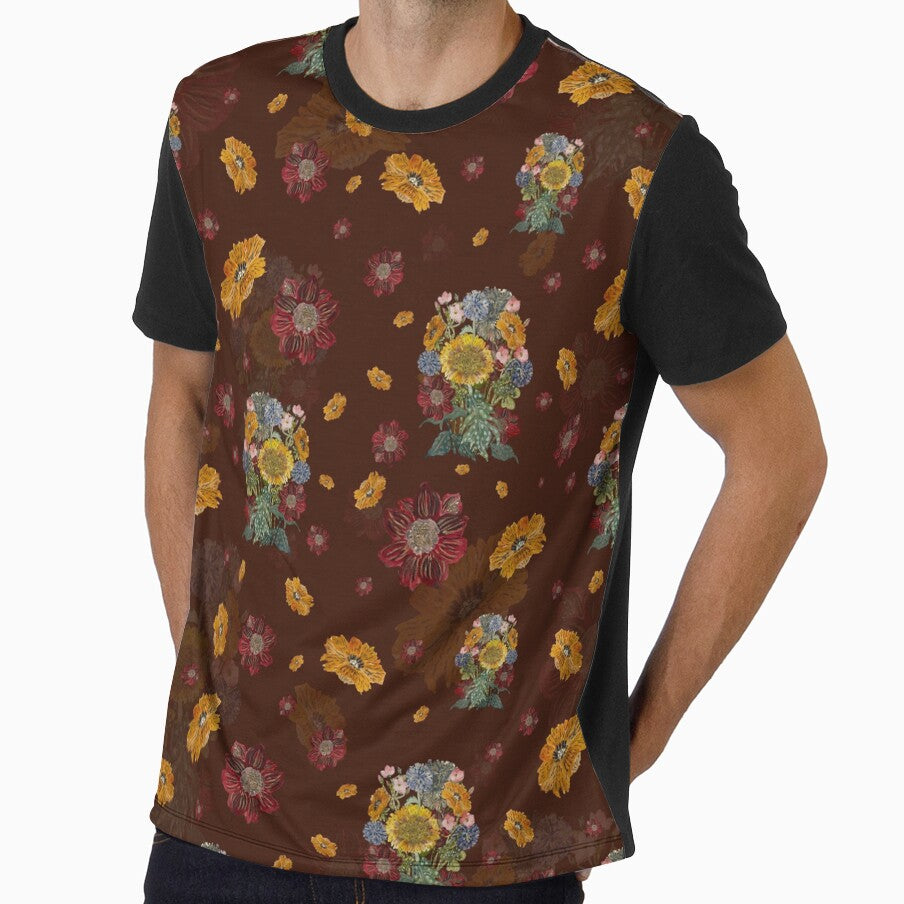 Bouquet flower seamless pattern on brown background by Yana Mustafina | Boho Soulful Designs