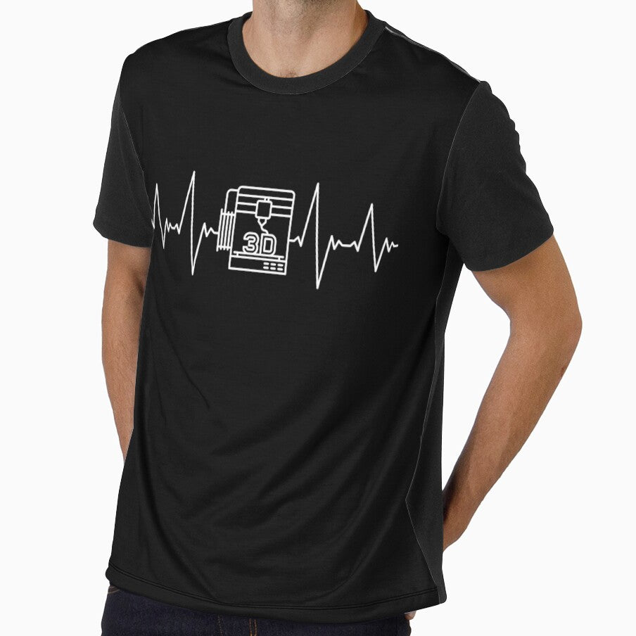 I Love 3D Printing EKG Heartbeat - 3D Printers Lovers Pulse Line by venomousvector