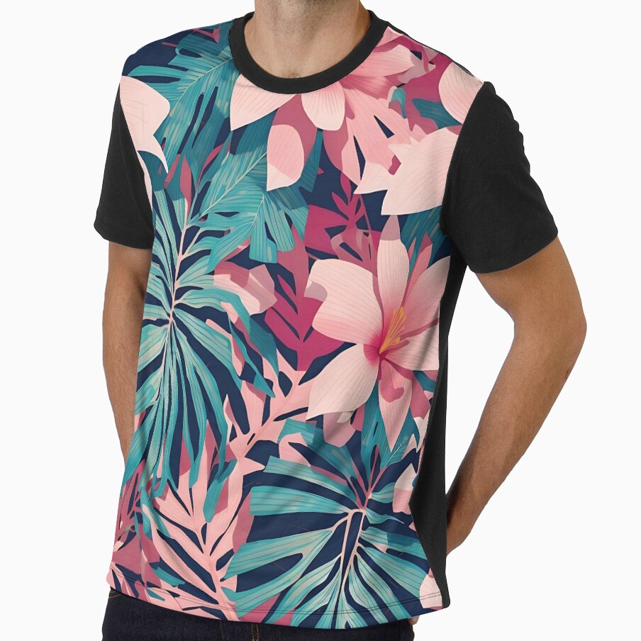 Pink floral all over print digital design for gift leggings t shirt and dress print by Sector7Artistry