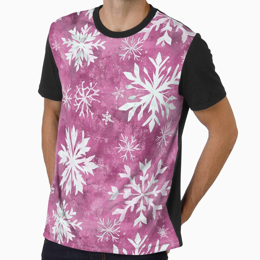 Wine Pink Red White Snowflakes Winter Christmas All Over by Feeling Artsy