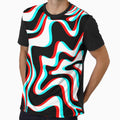 Trippy Glitch Retro Liquid Swirl Abstract Pattern Black White Red Cyan by kierkegaard