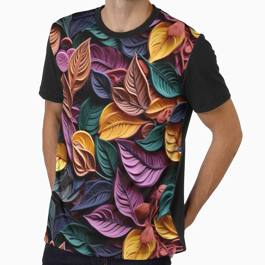 Bold Colored 3D Style Foliage Aesthetic Pattern by mondmakes