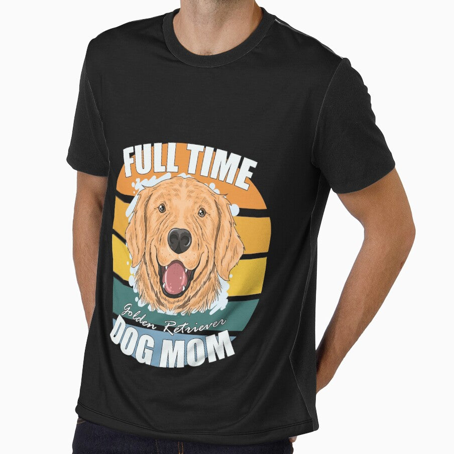 Full Time Golden Retriever Dog Mom- Retro Vintage Sunset by EvaWolf