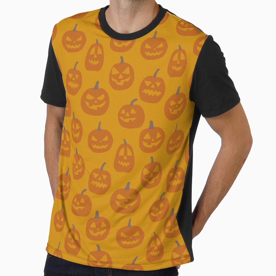 Spooky halloween pumpkins on yellow background by RevolutionizZed