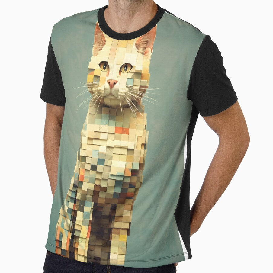 3D Pixelated Cat Modern Cubist Art by Hipatye26