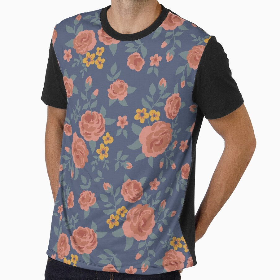 coral roses all-over print on navy by OHBOY! Handmade