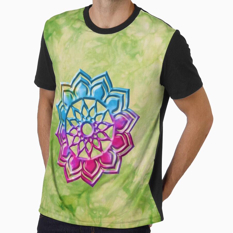 Green Tye Dye with Floral Mandala by 1stopselfieshop
