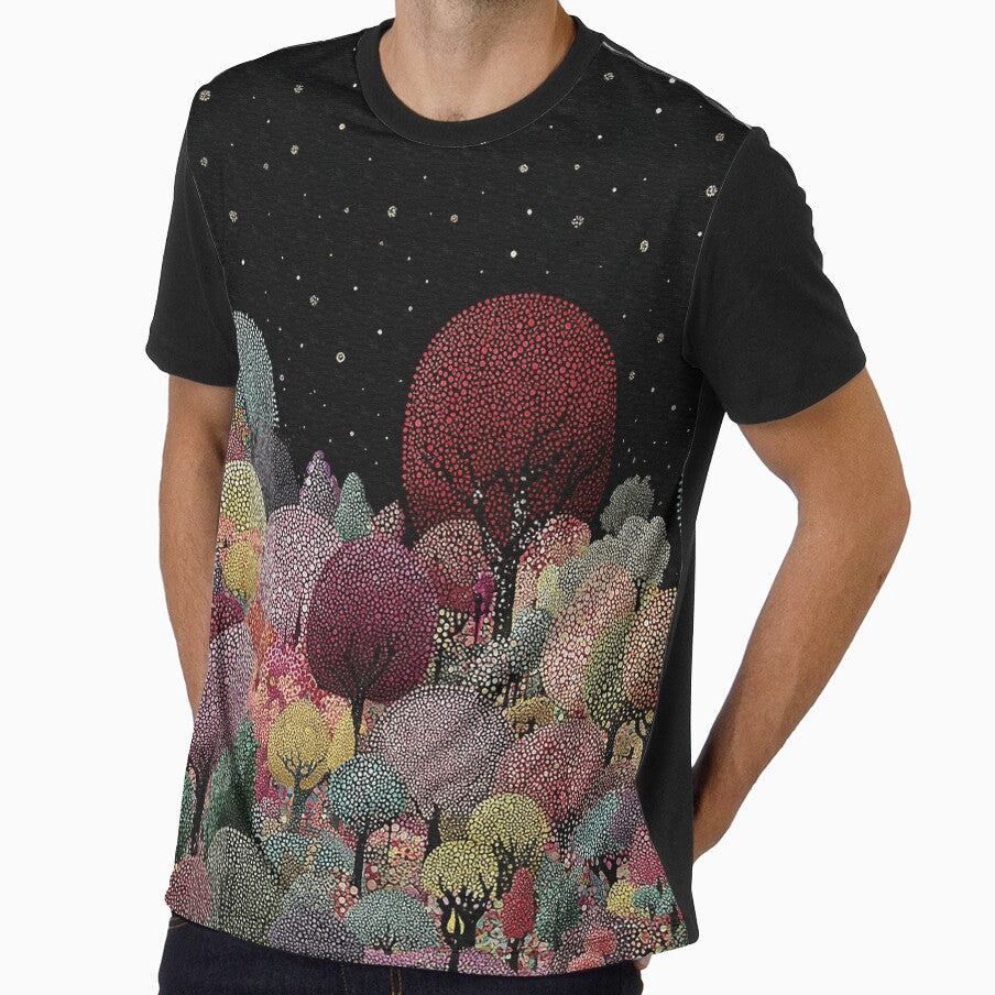 Orchard under a Starry Sky and Full Moon by Neika Shimm Designs